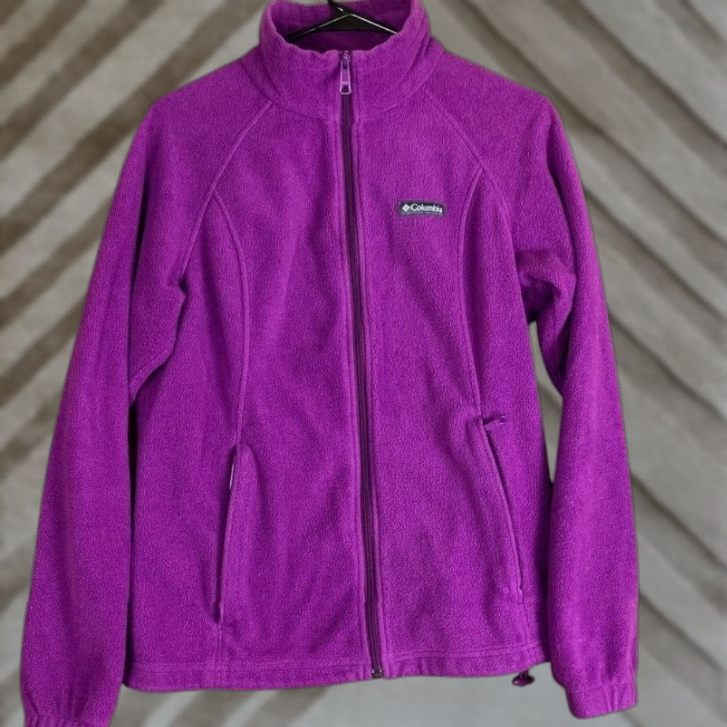 Vintage Columbia Womens Jacket Purple Benton Springs Fleece Long Sleeve Zipped Pockets M Size M / US 6-8 / IT 42-44 - 1 Thumbnail