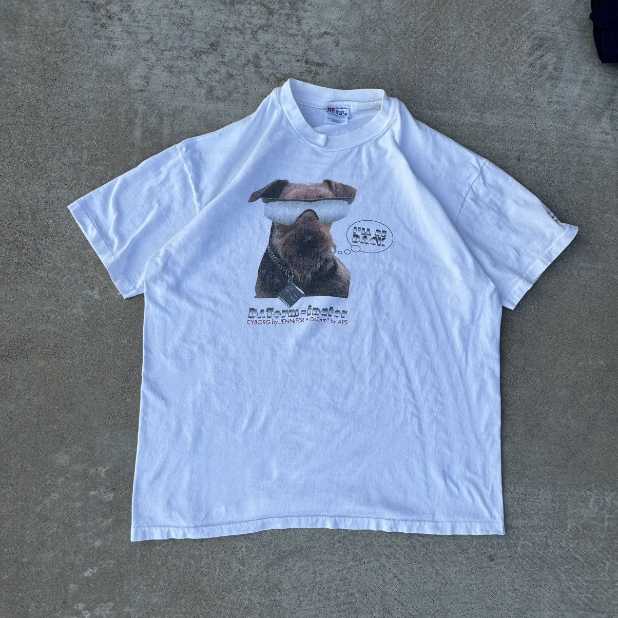 Apple × Stussy × Vintage Vintage 90s White Terminator Humor Single Stitch Tee XL Size US XL / EU 56 / 4 - 1 Thumbnail