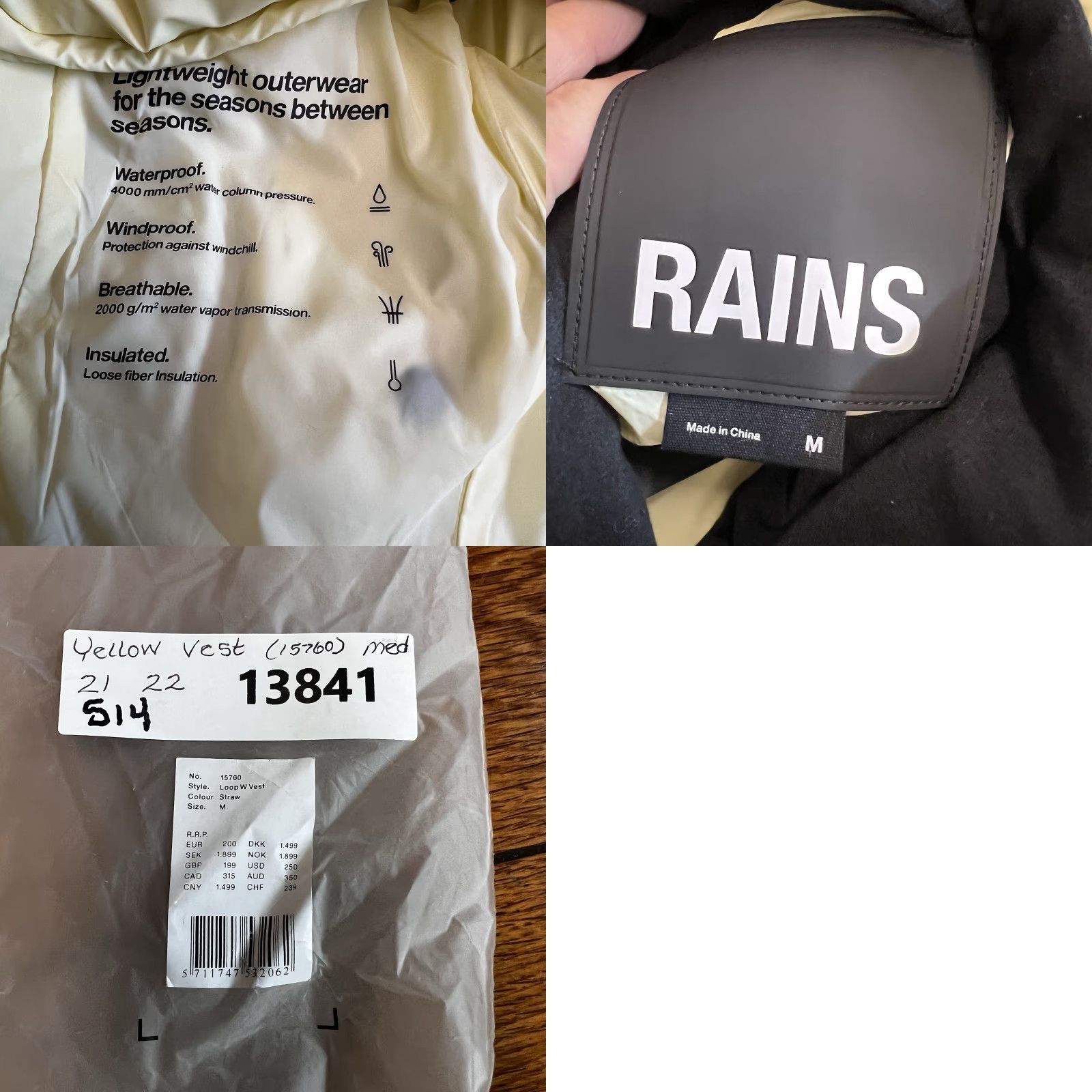 Rains RAINS Women’s Loop W Vest Size M Straw Yellow NWT’s Size M / US 6-8 / IT 42-44 - 8 Thumbnail