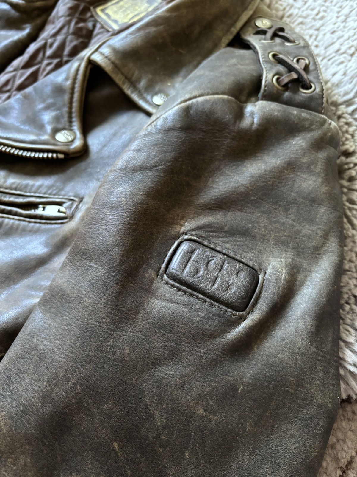Genuine Leather × Vintage IXS Vintage 90s RARE WASHED DISTRESSED LEATHER JACKET Size US M / EU 48-50 / 2 - 12 Thumbnail