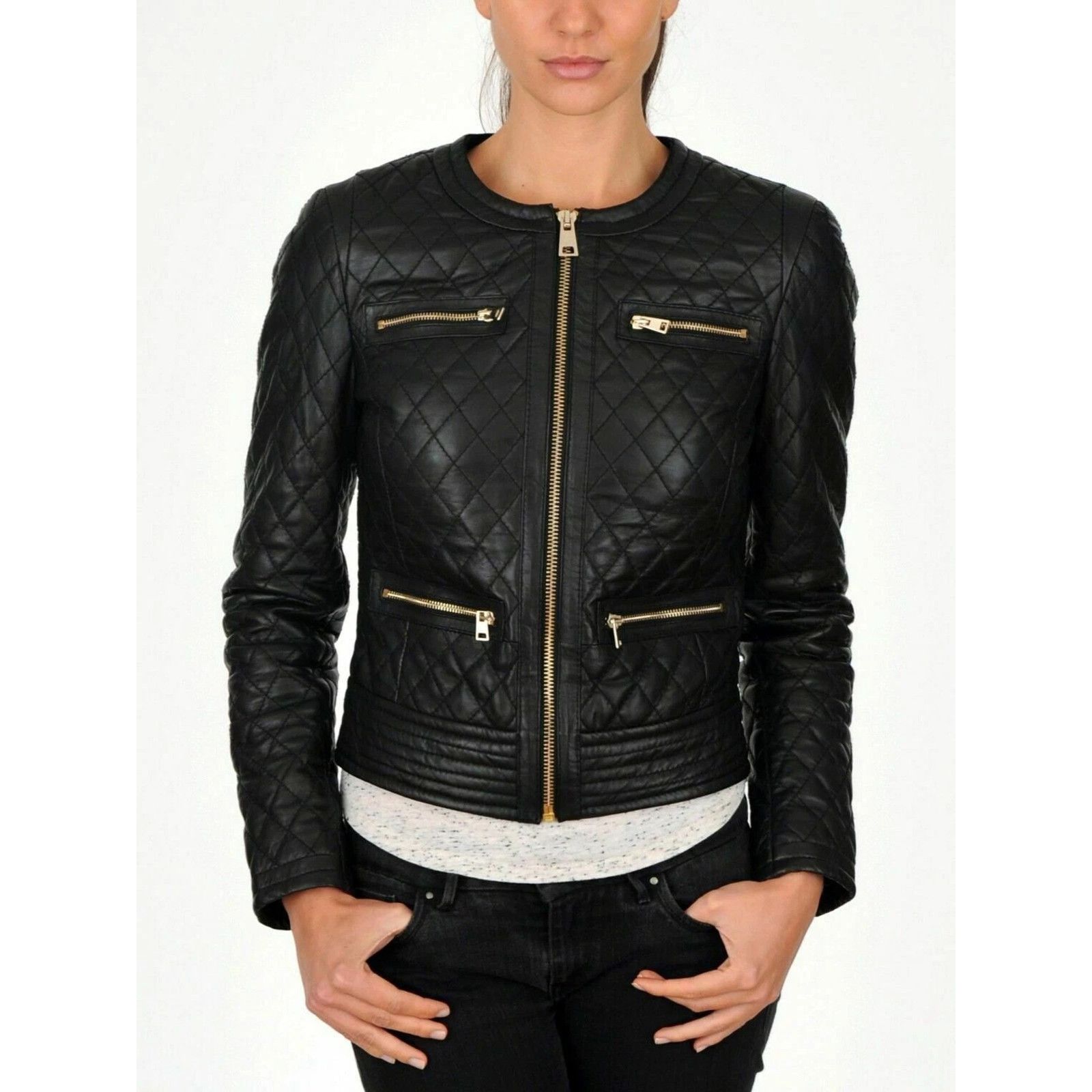 Ann Taylor Ann Taylor Size XS Quilted Stitch Leather Jacket Size XS / US 0-2 / IT 36-38 - 2 Thumbnail