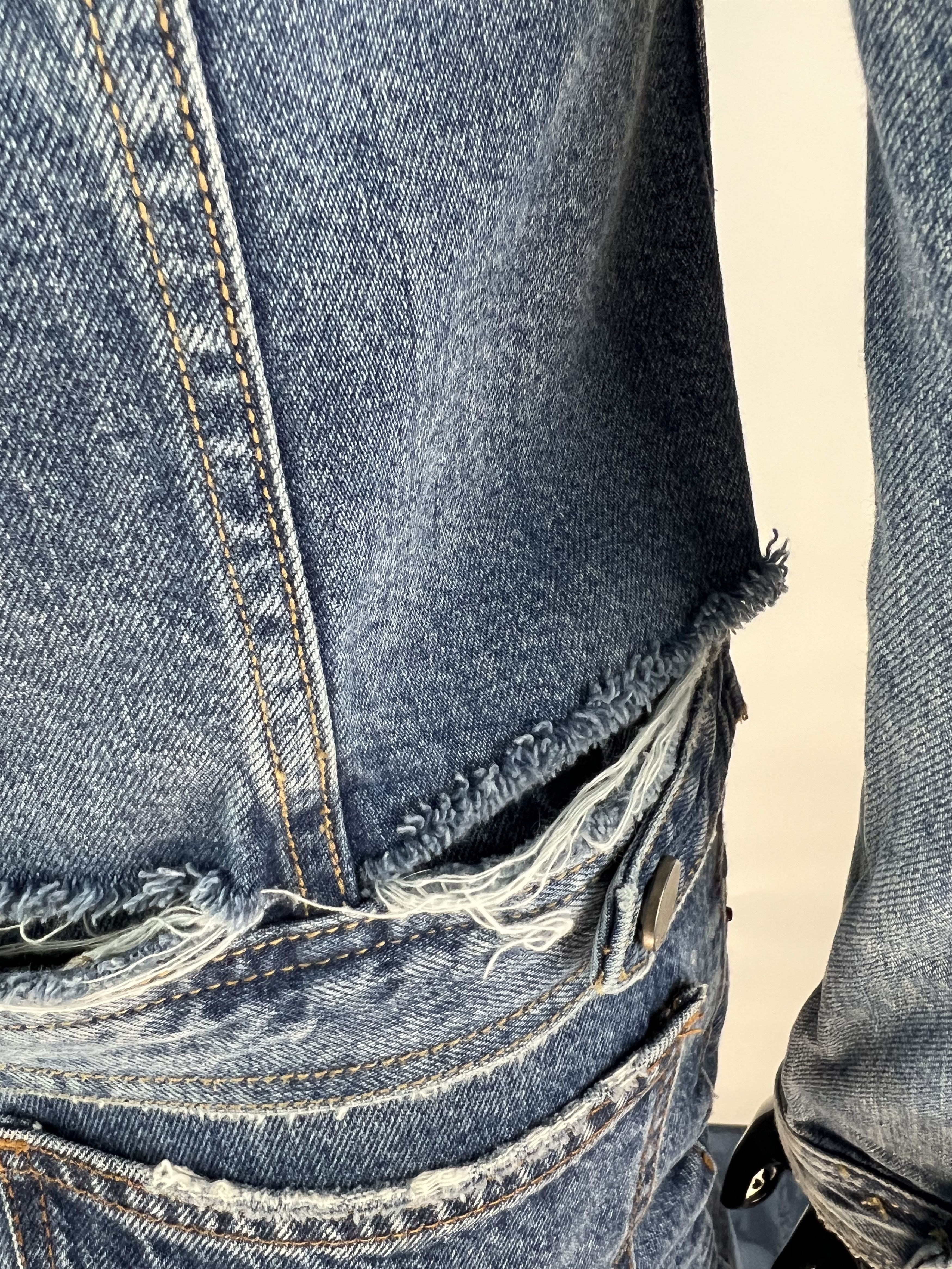Allsaints AllSaints Women's Cropped Distressed Denim Jacket Size XS Size XS / US 0-2 / IT 36-38 - 7 Thumbnail
