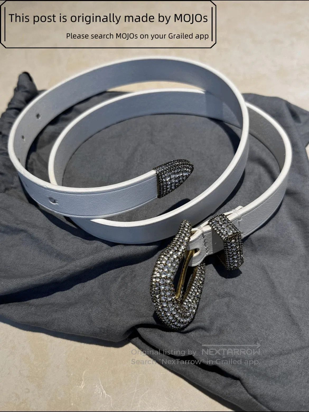 Balenciaga Balenciaga Crystal White Leather Belt. Size ONE SIZE - 3 Thumbnail