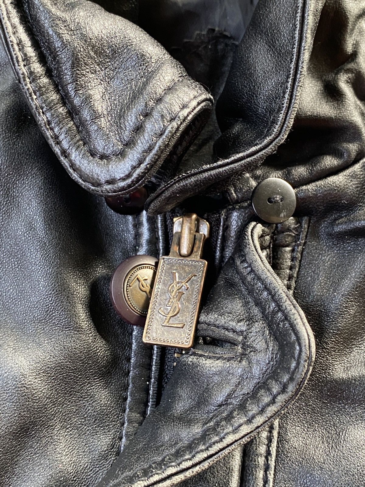 Yves Saint Laurent Vintage YvesSaintLaurent Black Sheepskin Leather zip up Size US L / EU 52-54 / 3 - 8 Thumbnail