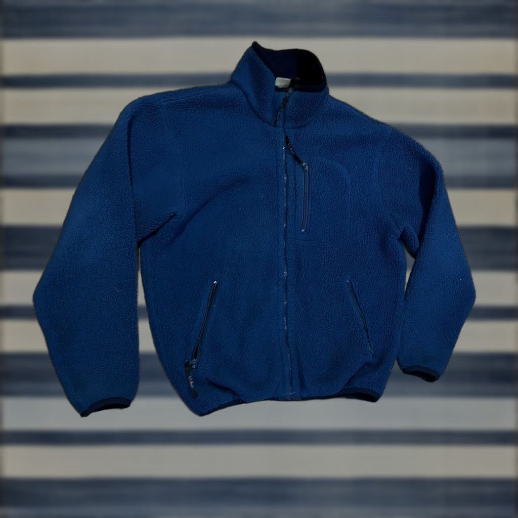 Vintage VINTAGE L.L.Bean Deep Pile Fleece Jacket Full Zip Men's Blue 90s USA Sherpa Zipper Pocket Size US L / EU 52-54 / 3 - 1 Thumbnail