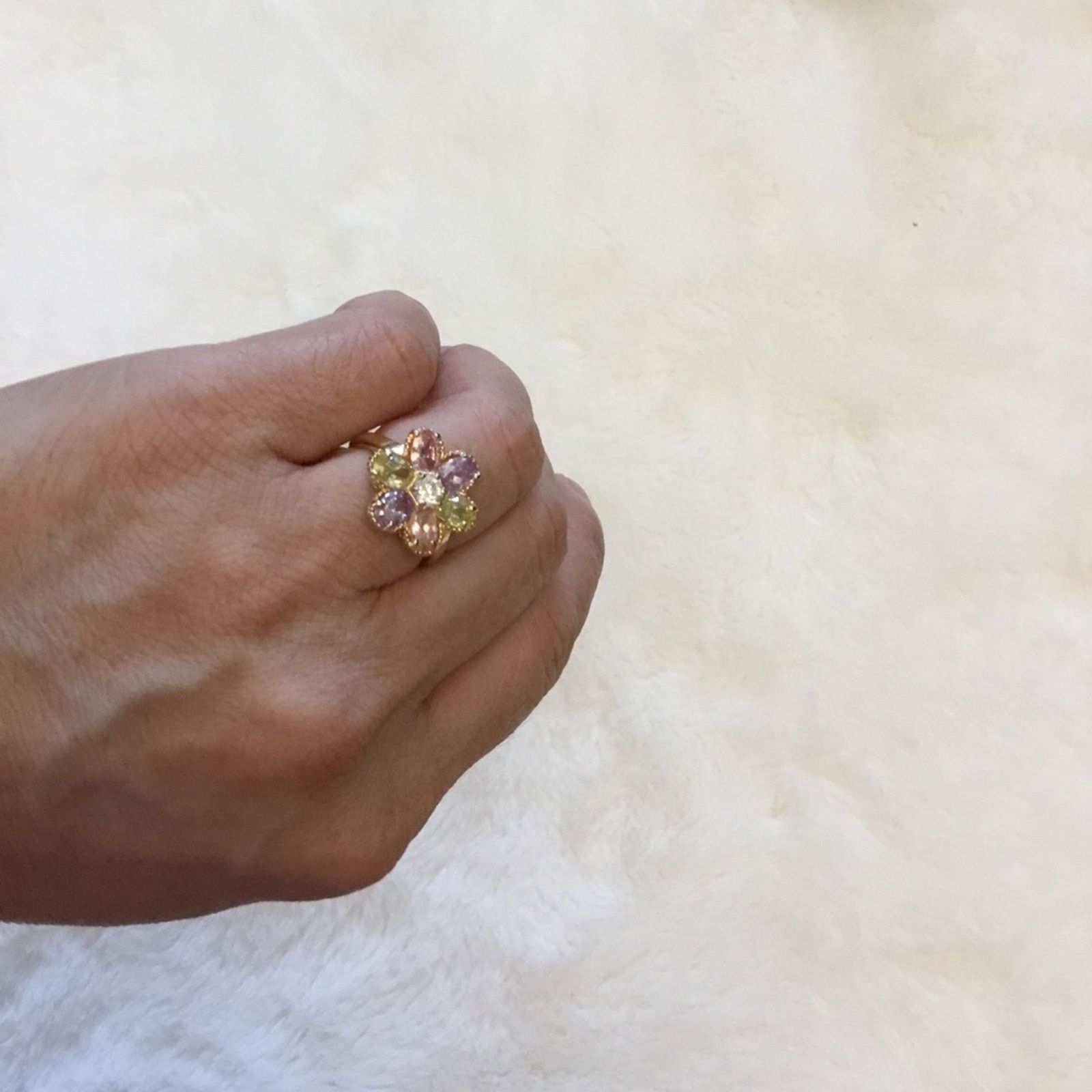 Other Multi-Color Crystals Sunflower Ring Size ONE SIZE - 8 Thumbnail