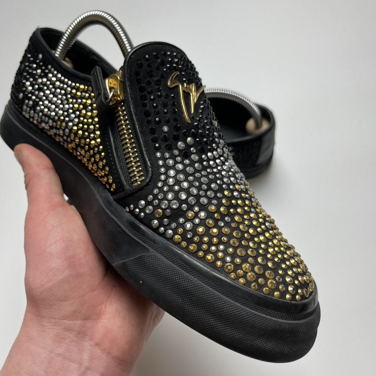Giuseppe Zanotti Giuseppe Zanotti Suede Embellished Eve Slip-On Sneakers Size US 9 / IT 39 - 9 Thumbnail