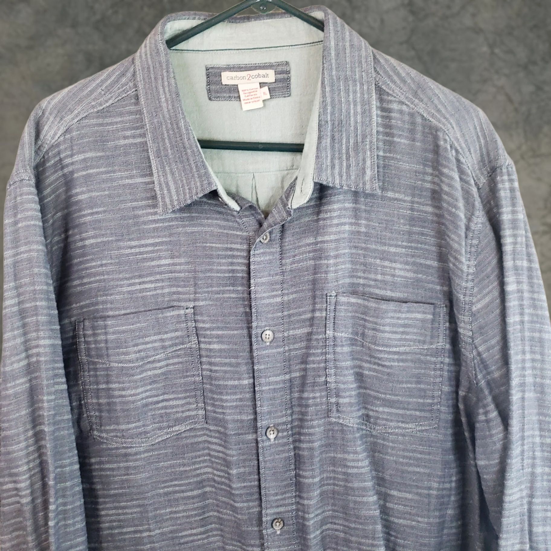 Carbon2Cobalt Carbon 2 Cobalt Button-Up Shirt Men's XL Blue Green Long Sleeve 100% Cotton Striped Western Classic Business Casual Pattern Size US XL / EU 56 / 4 - 1 Thumbnail