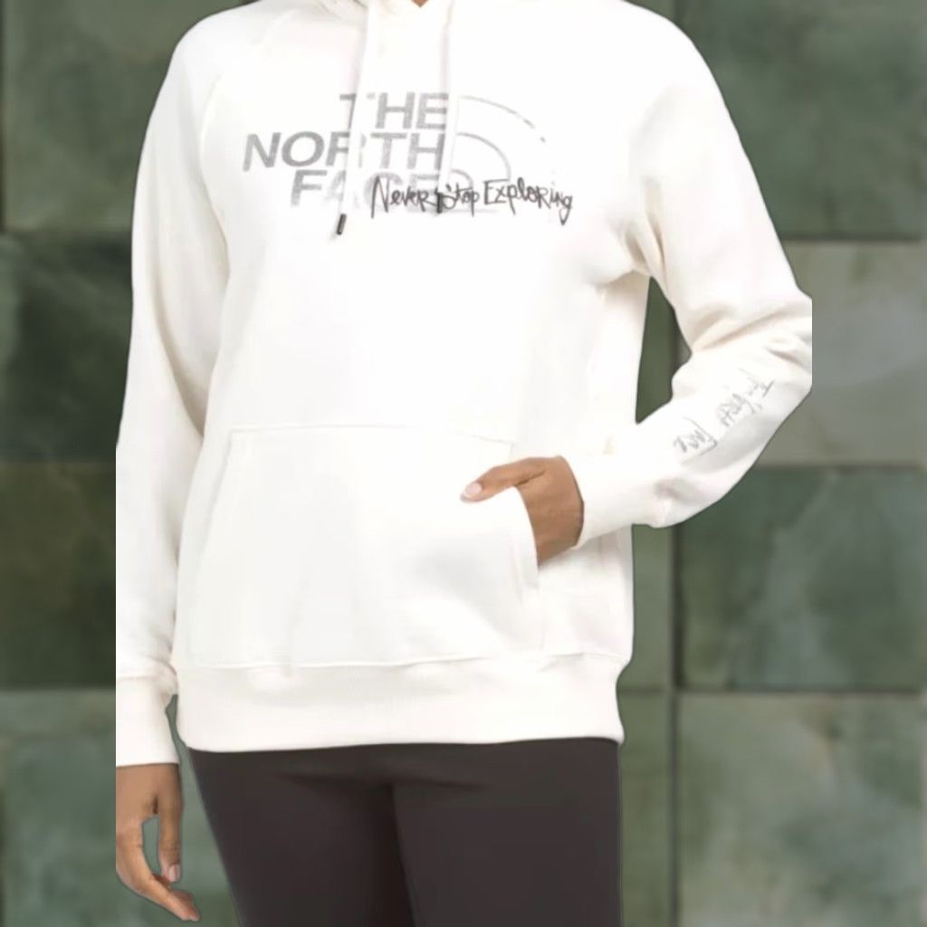 The North Face NWT The North Face Women Hooded Graphic Sweatshirt Top Sz M White Silver Cotton Size M / US 6-8 / IT 42-44 - 1 Thumbnail