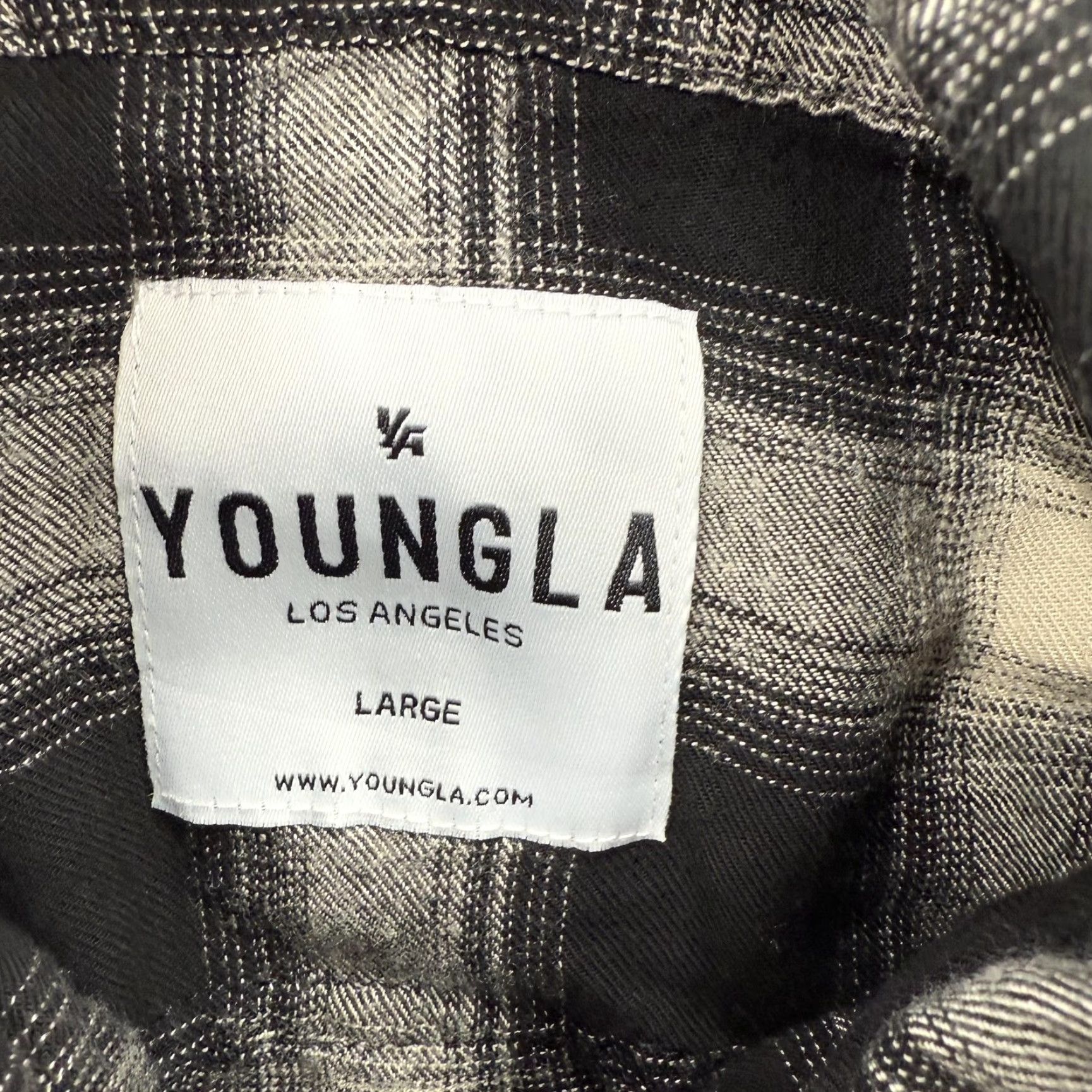 YoungLA YoungLA Shirt Mens Large Black White Plaid Flannel Pearl Snap Casual Western Button-Up Long Sleeve Size US L / EU 52-54 / 3 - 2 Thumbnail