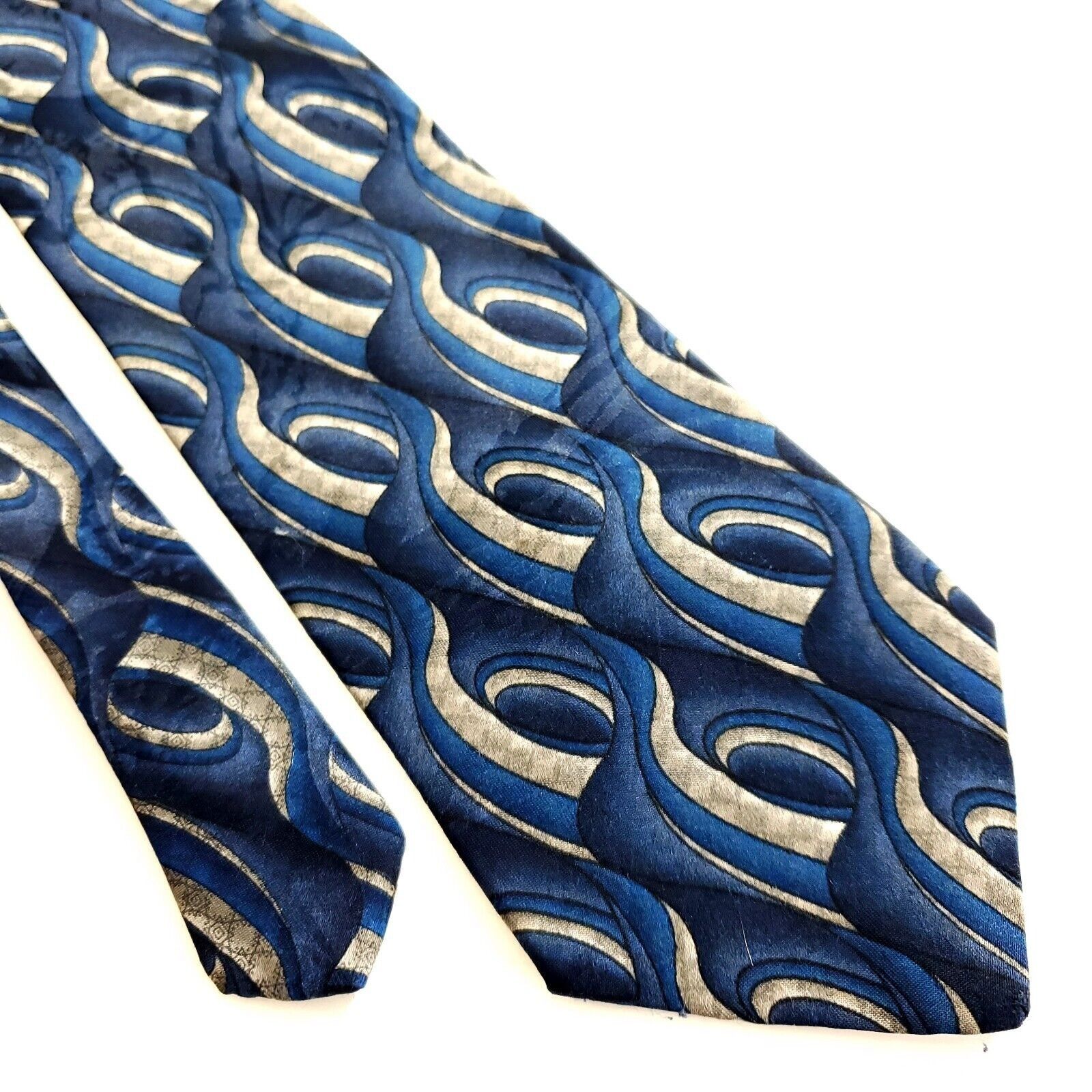 Puritan Puritan Polyester Tie Blue Abstract Tan Tie Size ONE SIZE - 1 Thumbnail