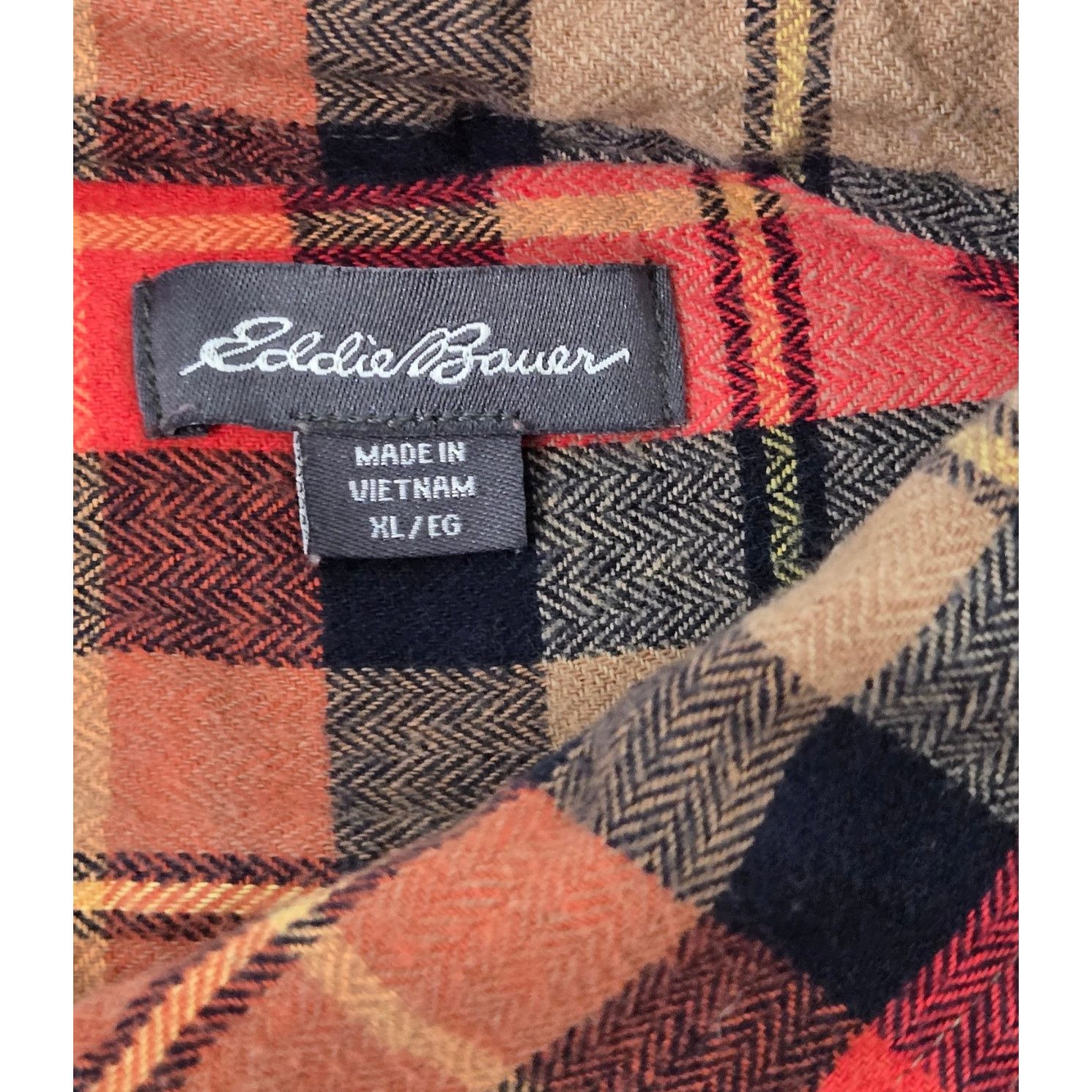 Eddie Bauer Eddie Bauer Orange Brown Plaid Button Flannel Men's Shirt XL Size US XL / EU 56 / 4 - 3 Thumbnail