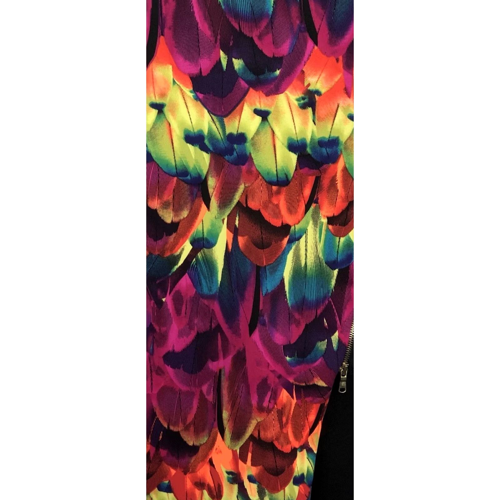 Worthington Worthington Straight Skirt Black Neon Feather Psychedelic Festival Size 12 34”W Zipper Womens Size 34" / US 12 / IT 48 - 3 Thumbnail