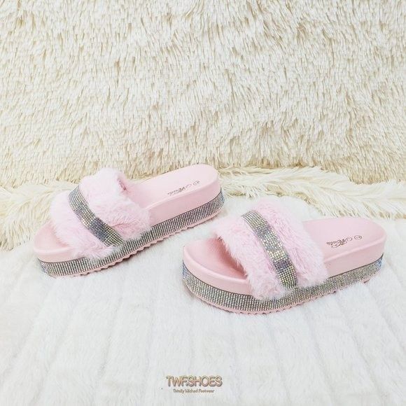 Other Furry Slip On Rhinestone platform sandals Slippers Blush Pin Size US 10 / IT 40 - 6 Thumbnail
