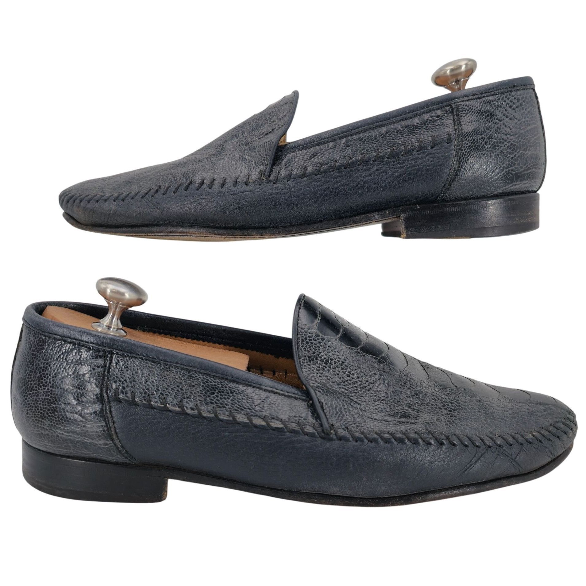 Aldo Brue Aldo Bruè Italy Exotic Navy Blue Ostrich Leg Dress Shoe 10.5 Size US 10.5 / EU 43-44 - 6 Thumbnail
