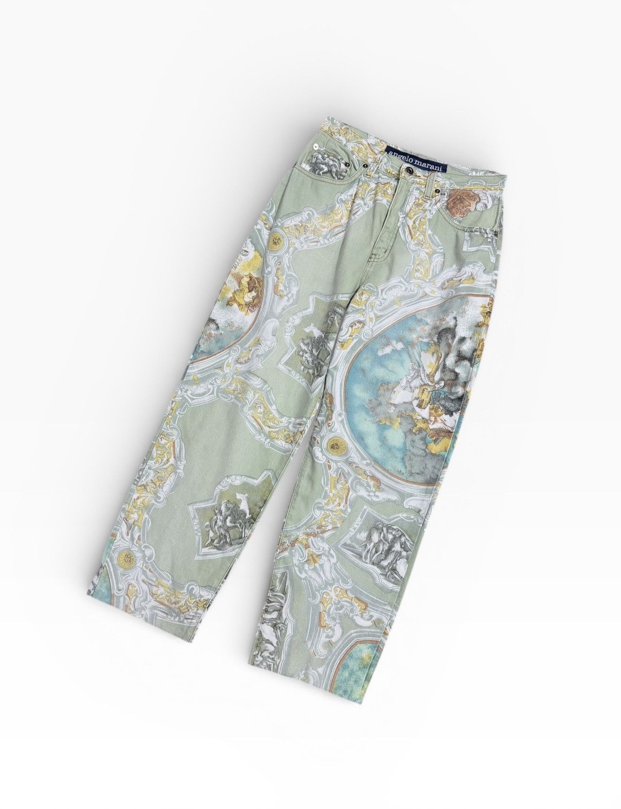 Roberto Cavalli Vtg🔥Angelo Marani Baroque Printed Denim Pant Size US 29 - 5 Thumbnail