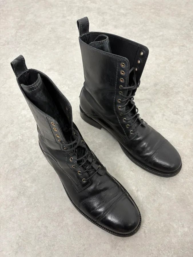 Dolce & Gabbana 2000s Dolce & Gabbana Army Lace-Up Black Leather Boots Size US 9.5 / EU 42-43 - 4 Thumbnail