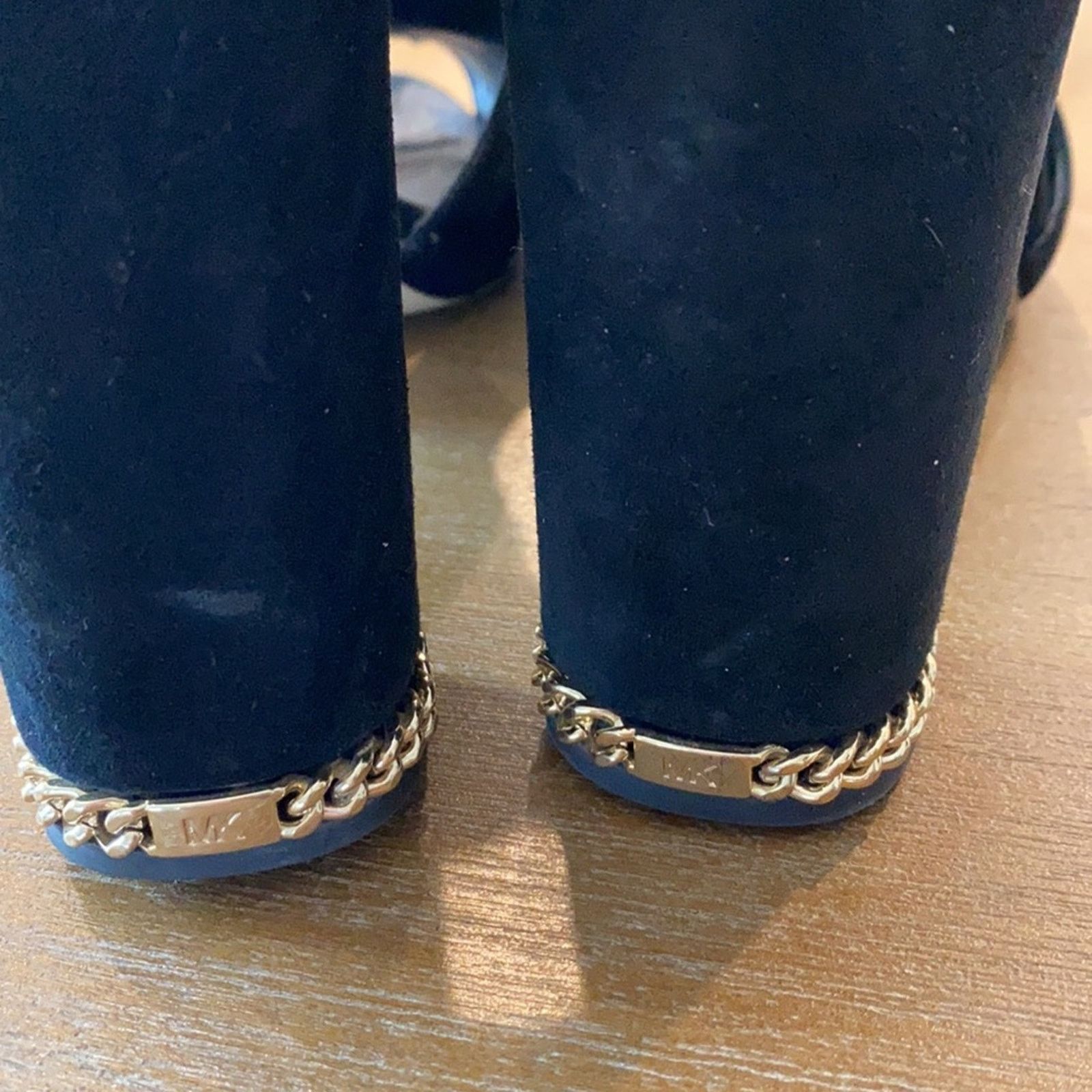 Michael Kors Michael Kors Sabrina block heel suede gold accents open toe Size US 9.5 / IT 39.5 - 7 Thumbnail