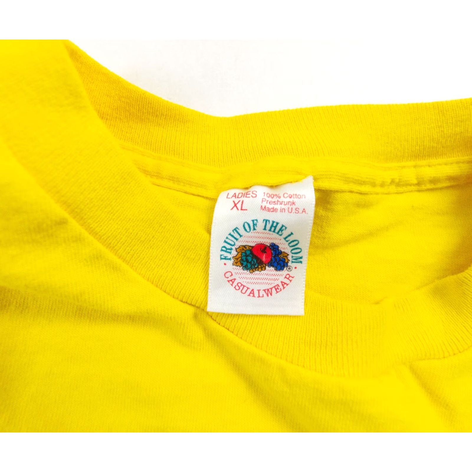 Fruit Of The Loom VINTAGE Fruit of the Loom T-Shirt Womens XL Yellow Solid 90s Crew Neck Short Sleeve Size XL / US 12-14 / IT 48-50 - 7 Thumbnail