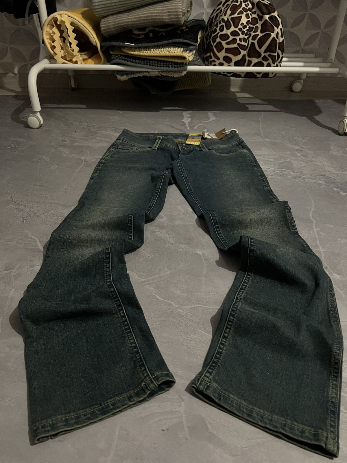 Vintage Washed Green Slim Number Nine Style / Archive Glam Avan 90s Size US 30 / EU 46 - 1 Thumbnail