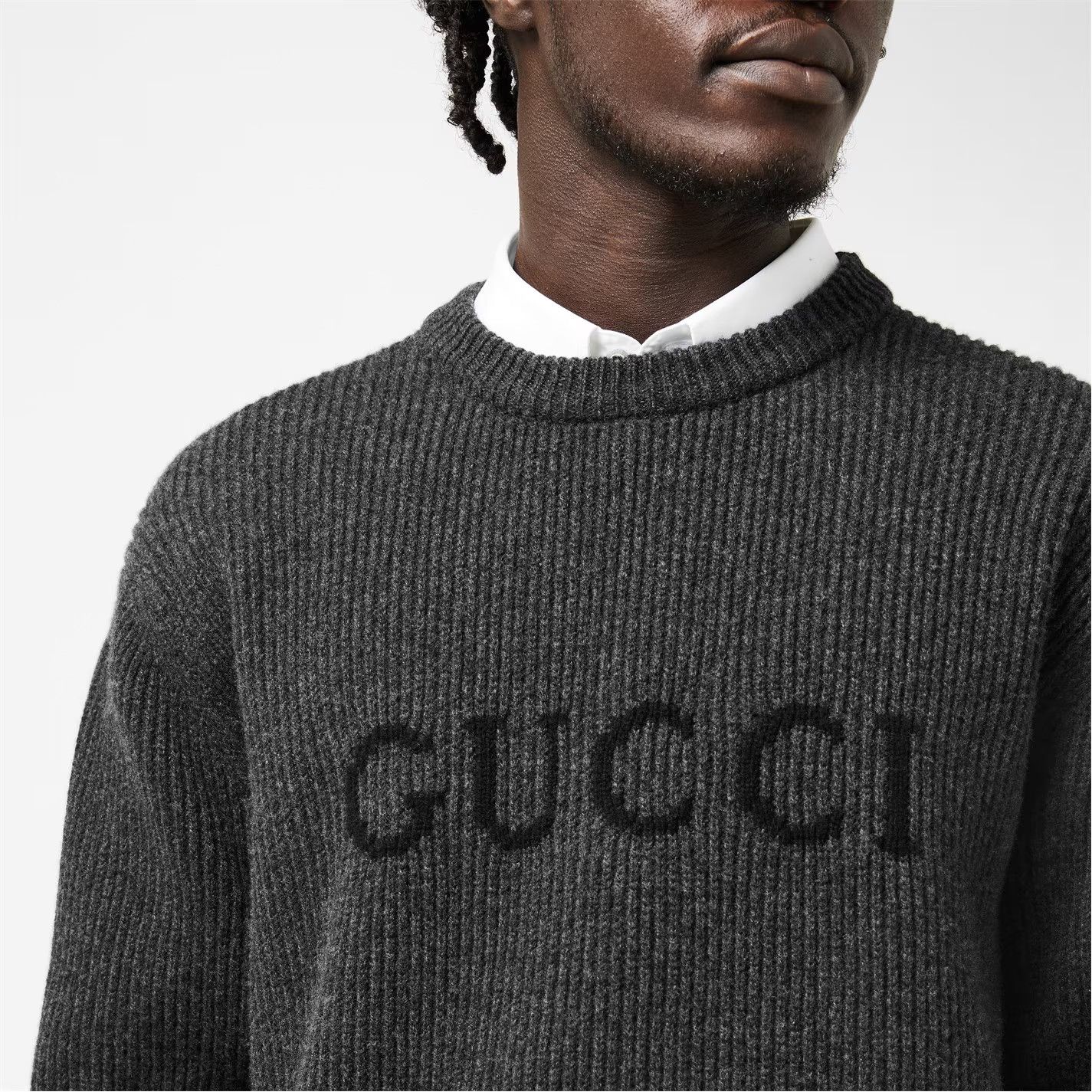 Gucci o1g2r1mq0426 Soft Fabric Crew Neck Jumper in Mid Grey Size US L / EU 52-54 / 3 - 4 Thumbnail