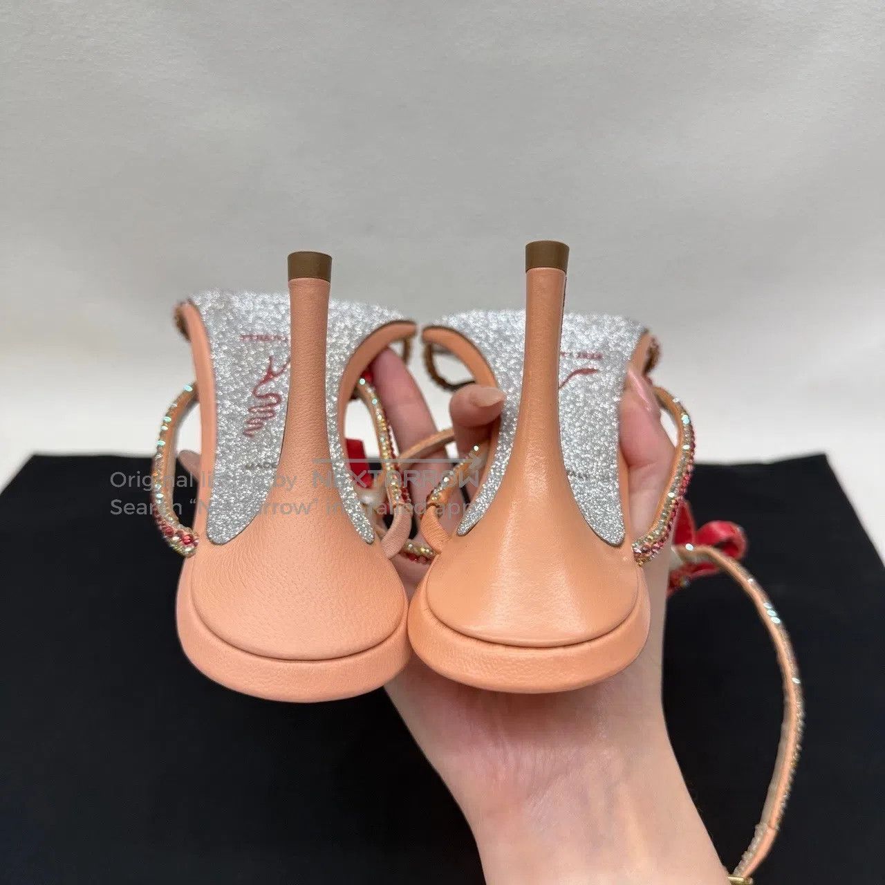 Rene Caovilla High Heels, Rhinestone Bow, High-Heeled Sand, Women's (Size 7.5) — image 6 of 6