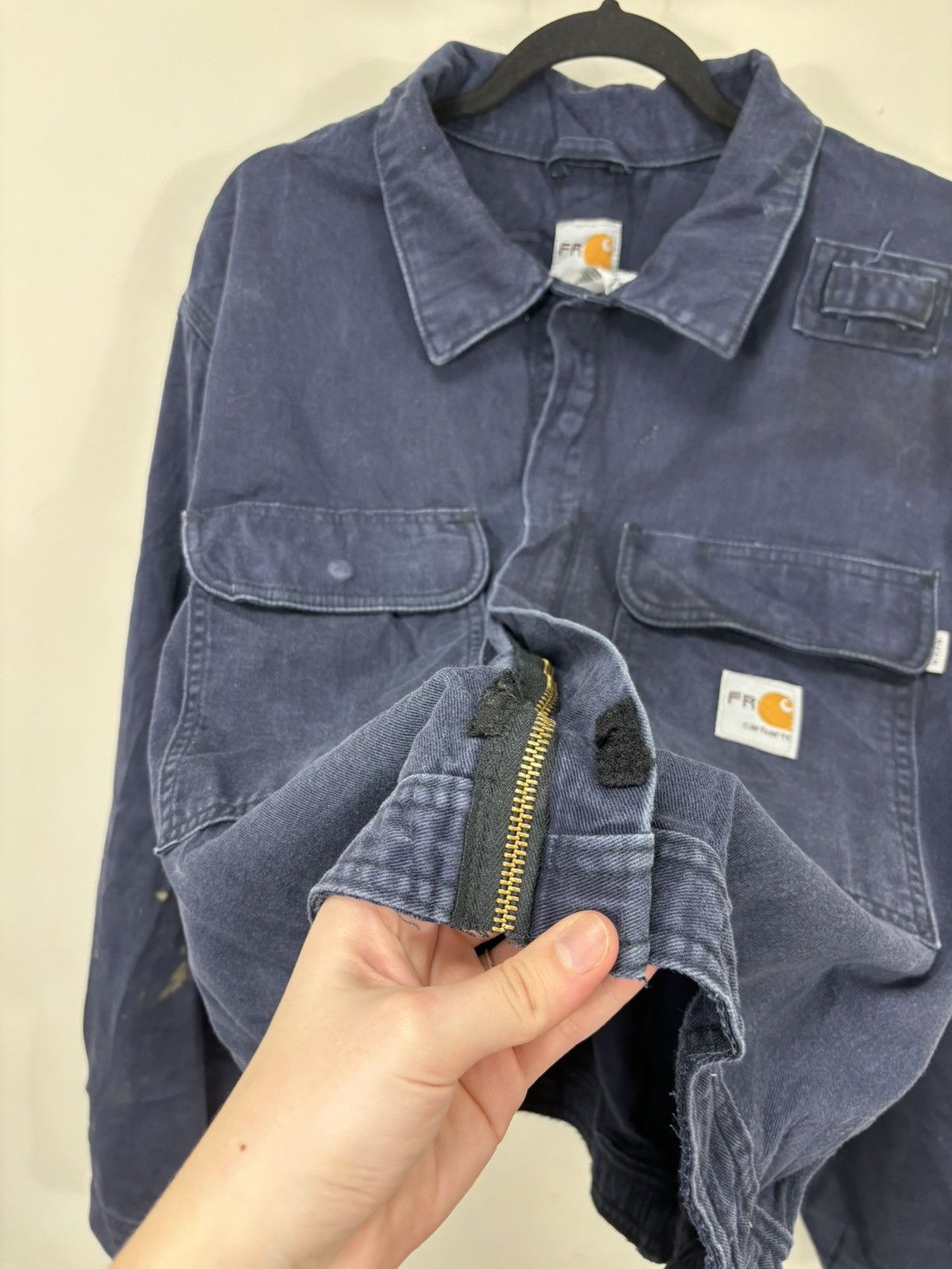 Carhartt Vintage Carhartt FR Navy Blue Workwear Boxy Cropped Jacket Size US L / EU 52-54 / 3 - 13 Thumbnail