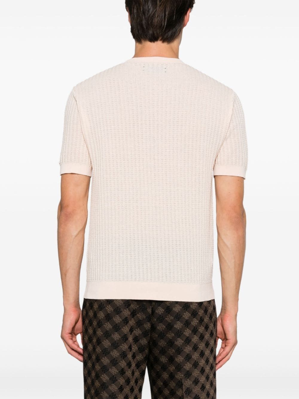 Amiri o1orln1025 Pointelle-Knit T-Shirt in Ivory Size US L / EU 52-54 / 3 - 5 Thumbnail