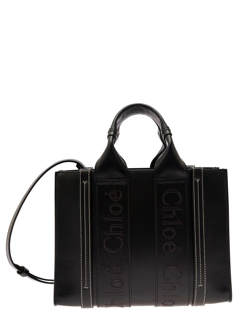 トートバッグ CHLOE Two-Tone Rubber And Leather Small Woody Shopping Bag Chloé Two-Tone Rubber And Leather Small Woody Shopping Bag