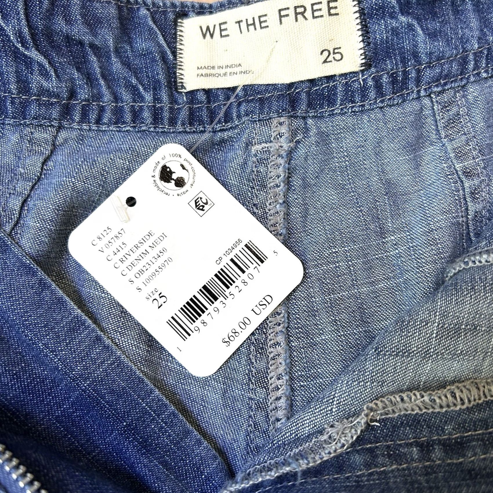 Free People VINTAGE Free People We The Free Riverside Denim Shorts Women’s 25 Casual High Rise 25 Blue Bohemian Womens Size 42" / US 20 - 5 Thumbnail