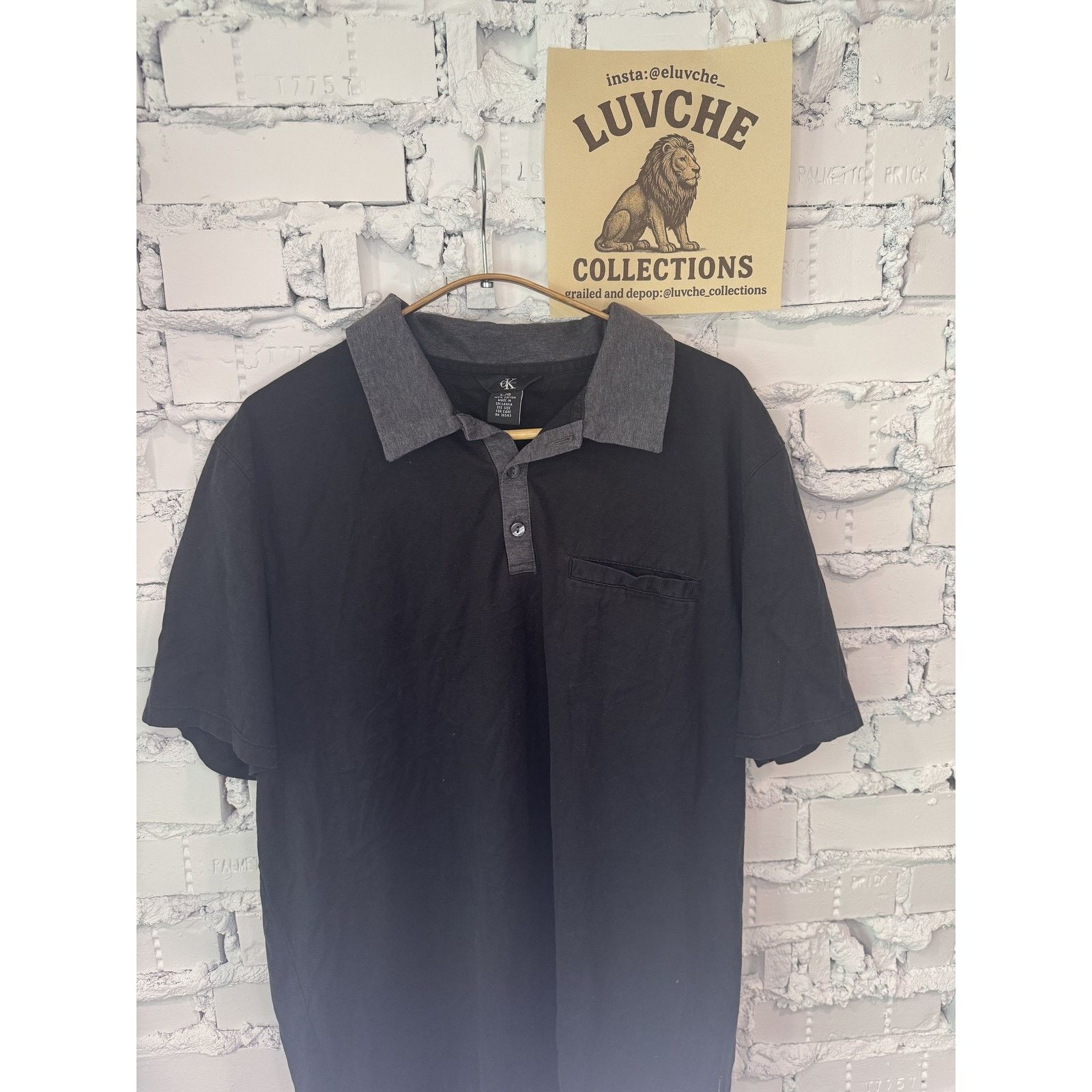 Calvin Klein Calvin Klein Polo Shirt Black Gray Pocket Short Sleeve Size US L / EU 52-54 / 3 - 1 Thumbnail