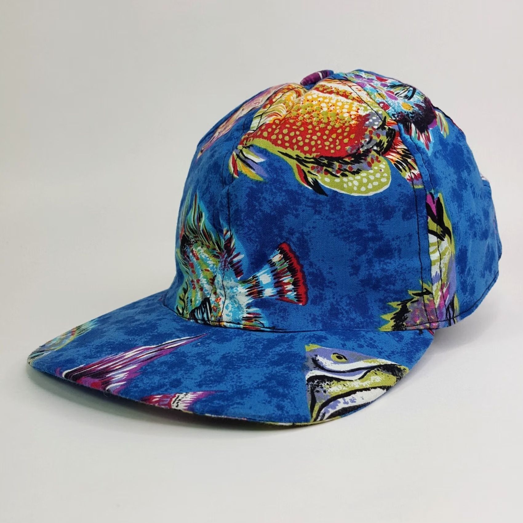 Vintage VINTAGE Infinity Chic Baseball Cap Hat Adjustable USA Made Blue 90s Tropical Fish Snapback Mens Hat Size ONE SIZE - 4 Thumbnail