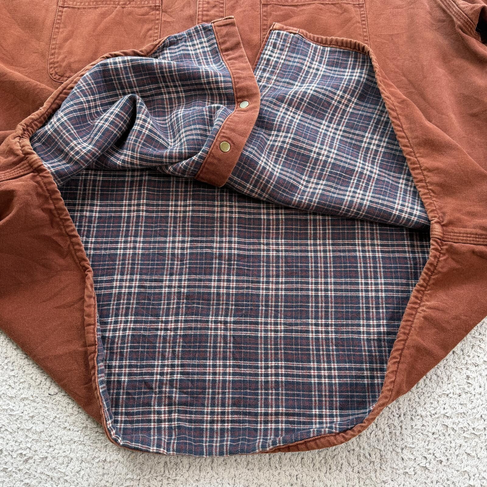Carhartt Carhartt Flannel Lined Work Shirt Jacket Red Canvas 2XL Tall Size US XXL / EU 58 / 5 - 6 Thumbnail