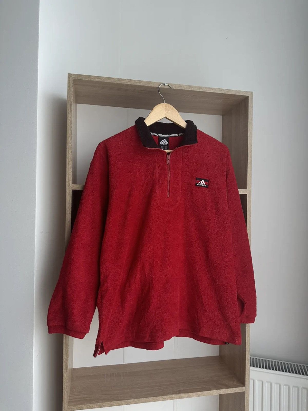 Vintage Adidas. Fleece 1/3 zip Red Sweatshirt