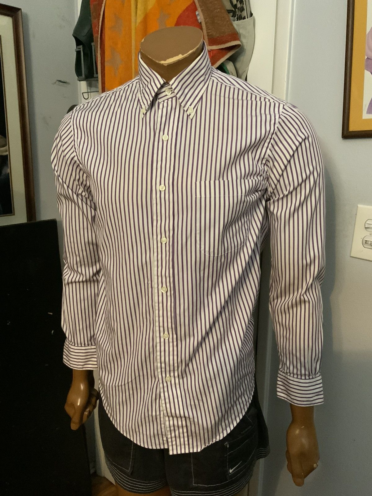 Brooks Brothers Brooks Brothers Polo Extra Slim Purple Stripe Dress Shirt Size US S / EU 44-46 / 1 - 9 Thumbnail