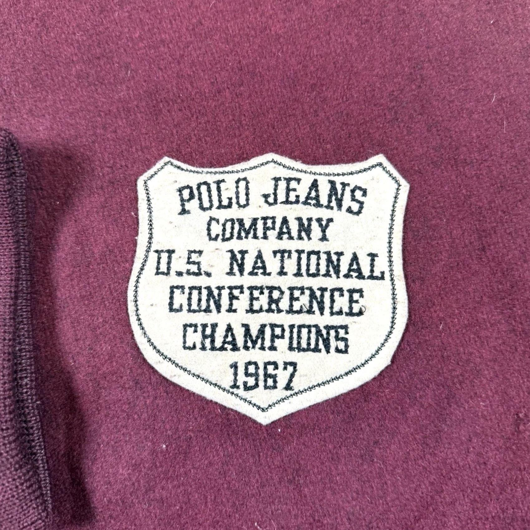 Champion VINTAGE Polo Ralph Lauren Leather Varsity Jacket Mens 3XL Burgundy Red 1967 Jeans Style Varsity 1960s 3XL Mens Leather Jacket Size US XXL / EU 58 / 5 - 4 Thumbnail