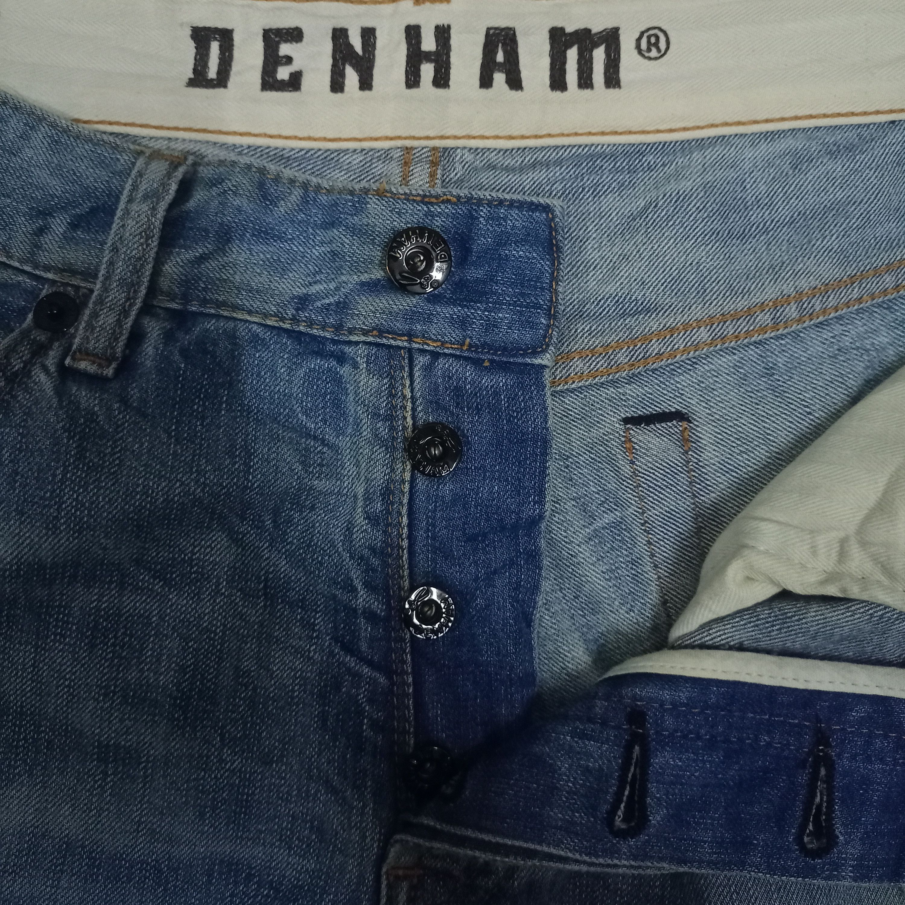 DENHAM Vintage Denhan Razor Blue Wash Loose Jeans 35x33 Size US 35 - 4 Thumbnail