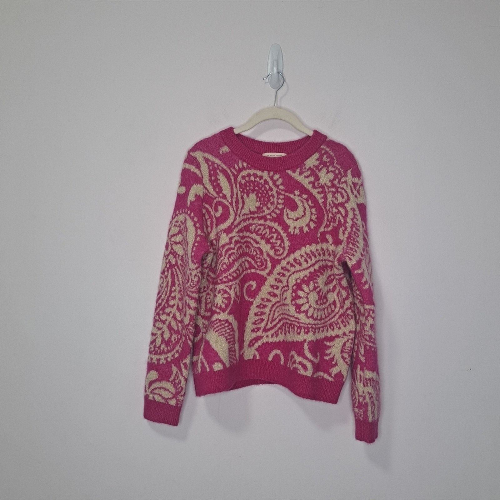 Sezane Sezane Pink and Cream Paisley Sweater Size M / US 6-8 / IT 42-44 - 2 Thumbnail