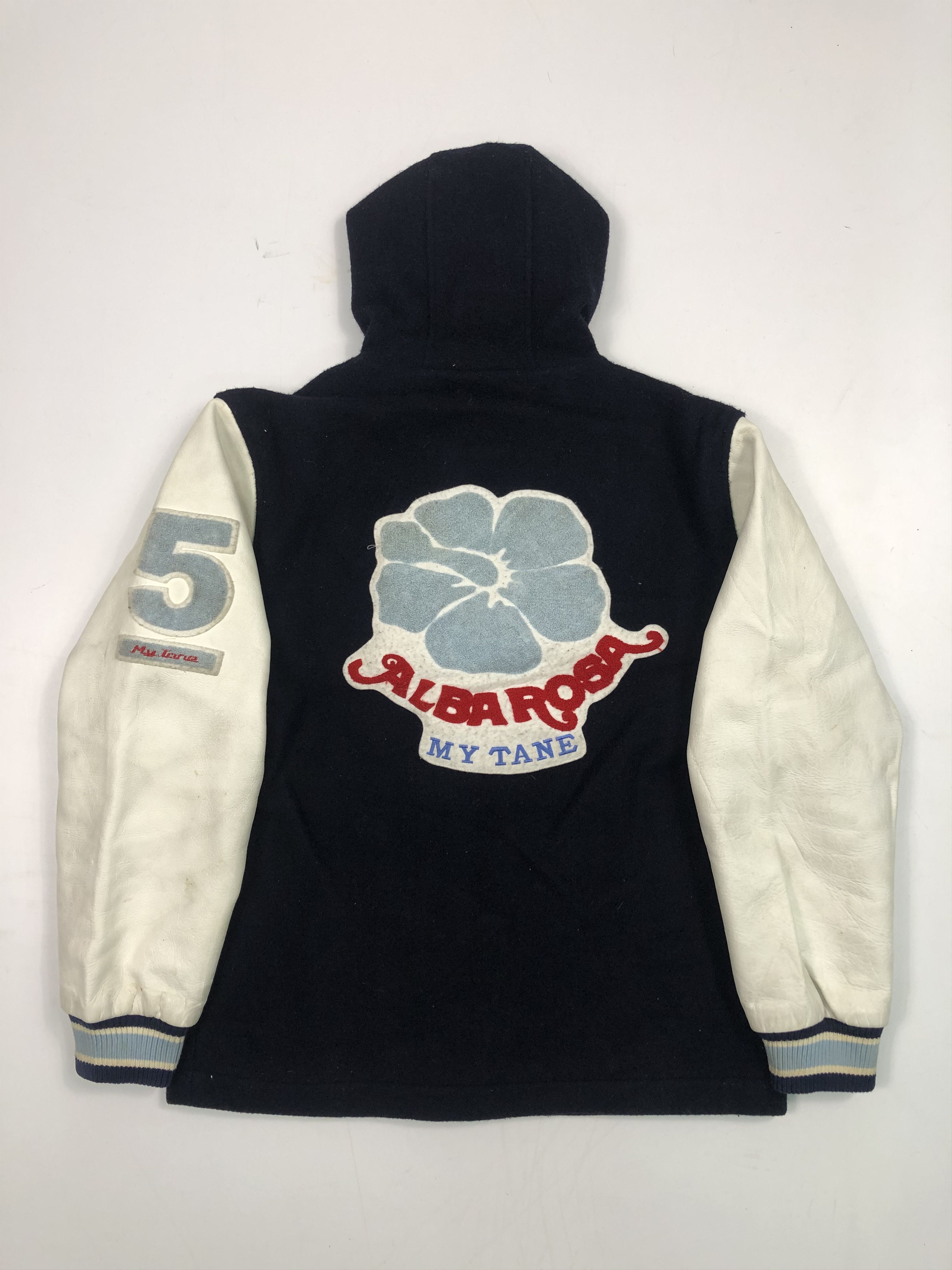 Japanese Brand Vintage 90s Alba Rosa Leather Sleeve Varsity Jacket V0074 Size US M / EU 48-50 / 2 - 2 Thumbnail