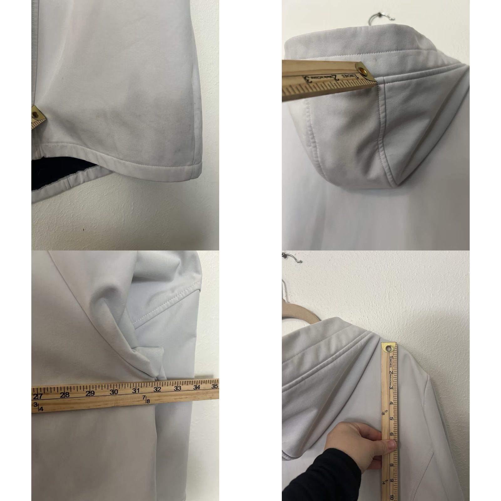 Vintage Ulla Popken Hooded Softshell Rain Jacket Plus Size 32/34 Beige Grey Zip Pockets Windproof Water Resistant Lined Coat Women Size XXS / US 00 / IT 34 - 10 Thumbnail