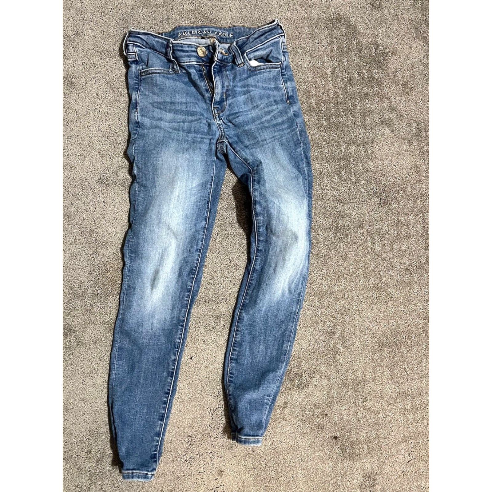American Eagle Outfitters American Eagle Women's Size 0 Short Highest Rise Jegging Jeans Blue Cotton Ble Size 25" / US 0 / IT 36 - 3 Thumbnail