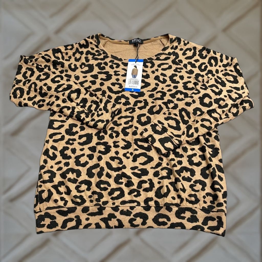 Buffalo David Bitton Buffalo Cheetah Brown Black Sweatshirt Womens L NWT Animal Print Pullover Size L / US 10 / IT 46 - 1 Thumbnail