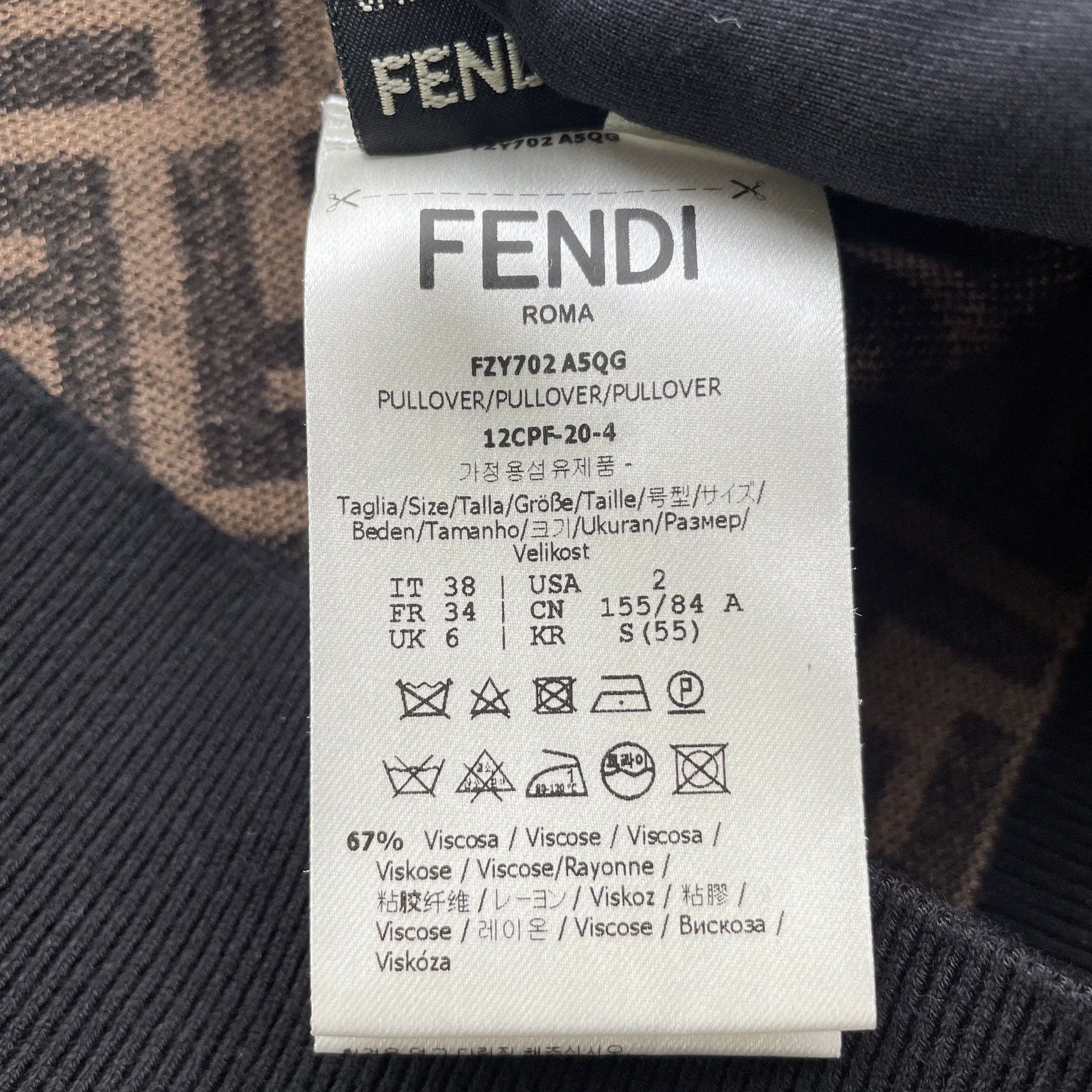 Fendi FENDI FF Logo All Over SS Knit Top W Brown 38 99N Size XS / US 0-2 / IT 36-38 - 7 Thumbnail