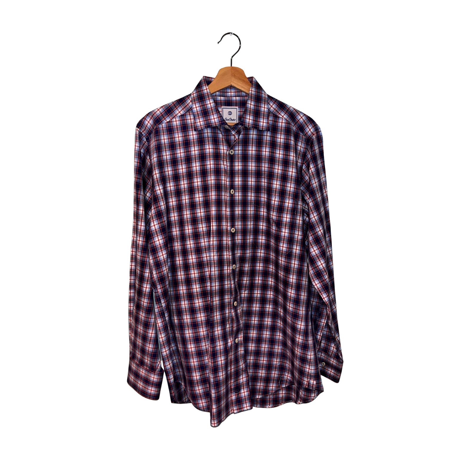 David Donahue David Donahue Toast Brushed Plaid Shirt Mens M MSRP $165 Size US M / EU 48-50 / 2 - 2 Thumbnail