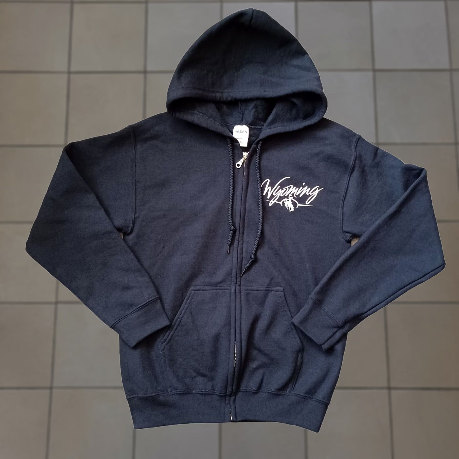 Gildan Wyoming Hoodie Jacket Womens Small Navy Blue Full Zip Embroidery Logo Gildan Size S / US 4 / IT 40 - 1 Thumbnail