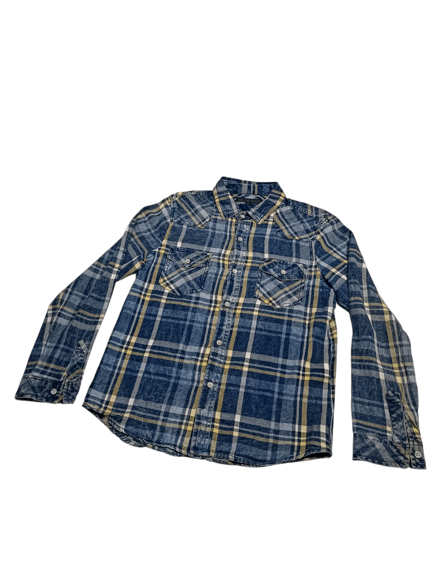 In The Attic × Japanese Brand In The Attic Distressed Dry Indigo Denim Shirt Size US M / EU 48-50 / 2 - 3 Thumbnail