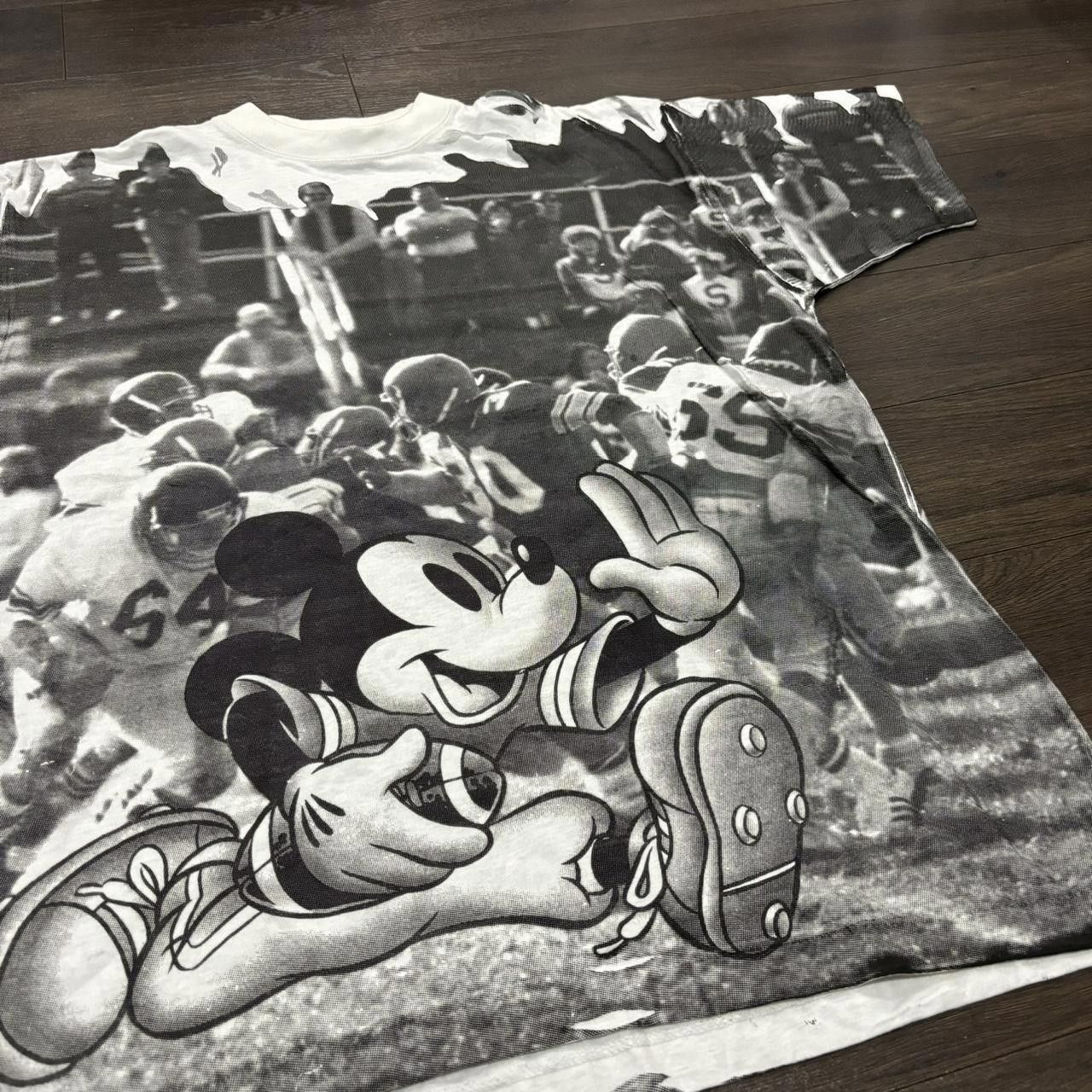 Disney vintage Mickey Mouse football all over print t shirt 90s XL Size US XL / EU 56 / 4 - 1 Thumbnail