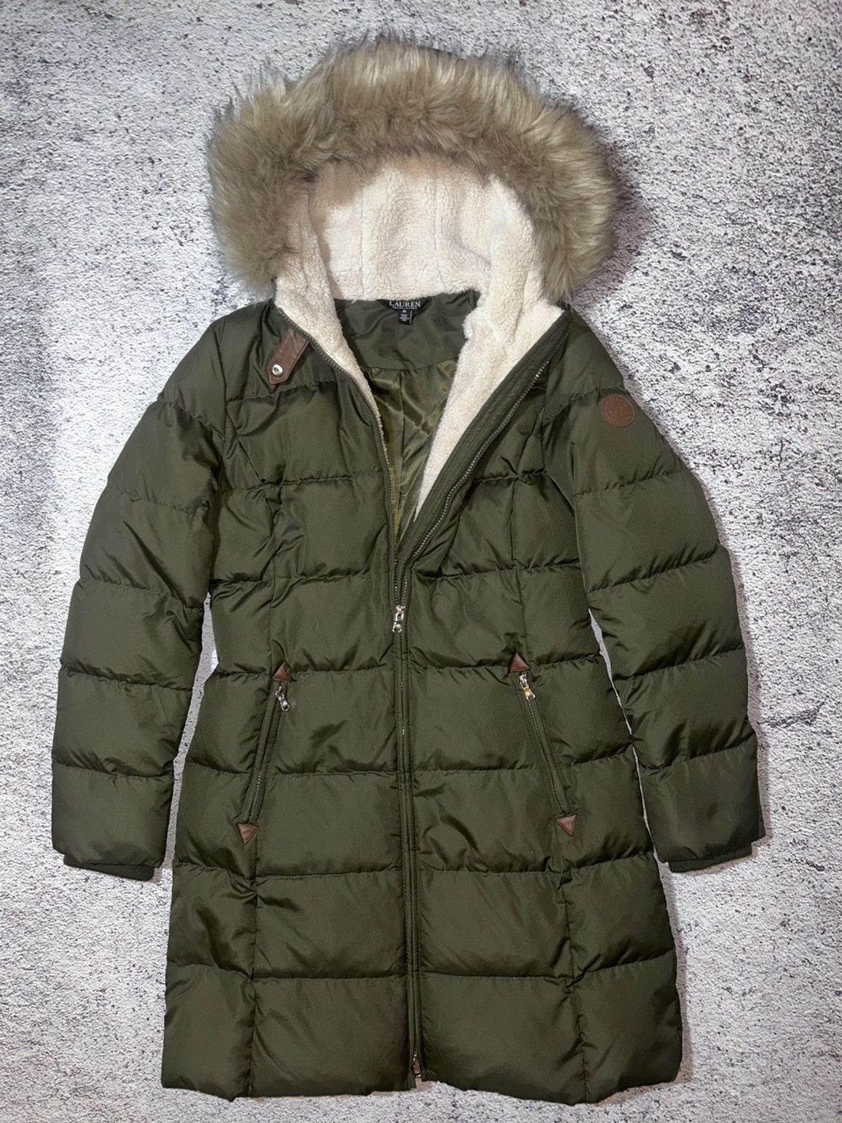 Ralph Lauren Black Label Lauren Ralph Lauren Down Parka Coat Olive Green Fur Hood Size M / US 6-8 / IT 42-44 - 6 Thumbnail