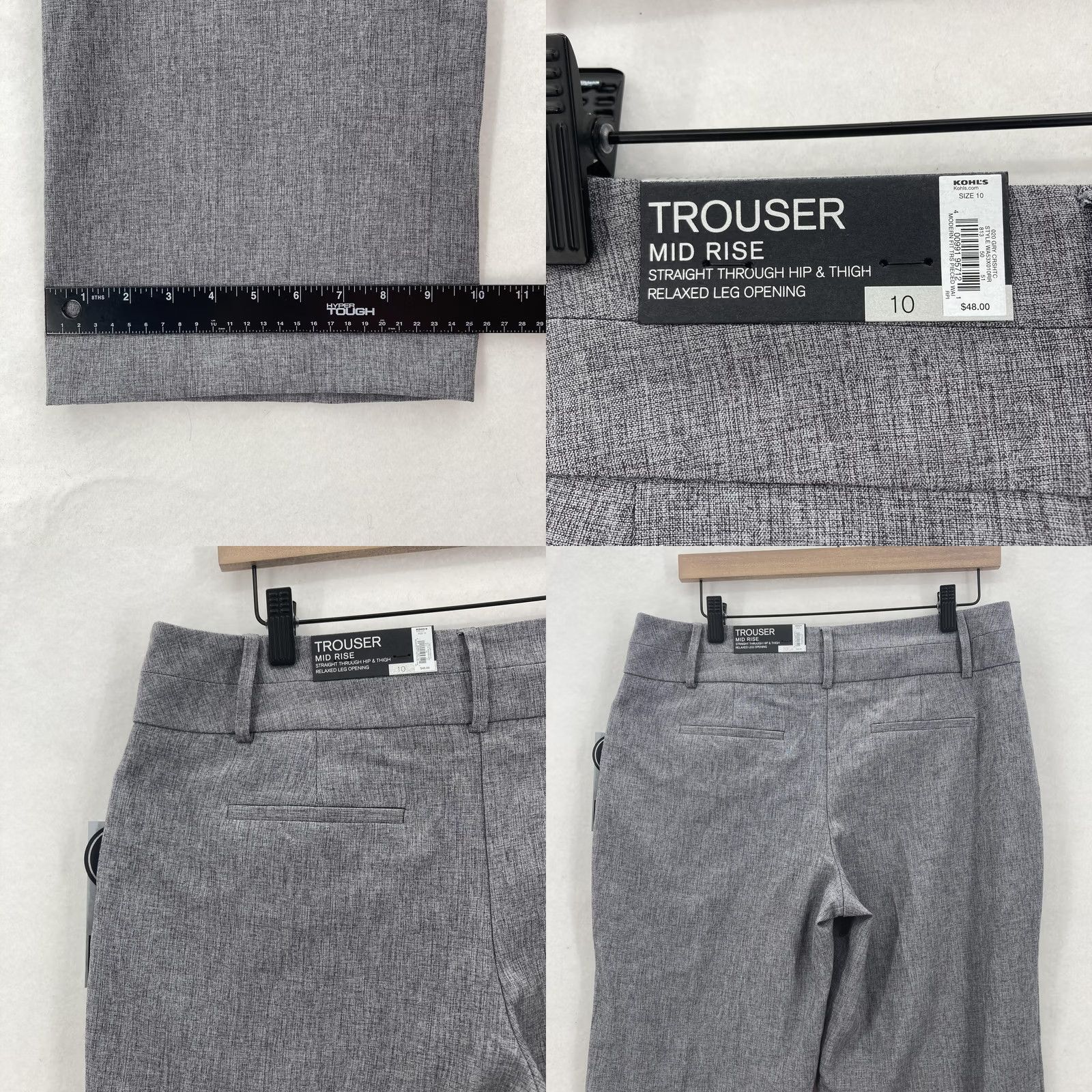 Apt. 9 VINTAGE? No. APT. 9 Pants Womens 10 Gray Trouser Mid Rise Straight Relaxed Shaping Stretch Dress Pants Workwear Size 32" / US 10 / IT 46 - 9 Thumbnail