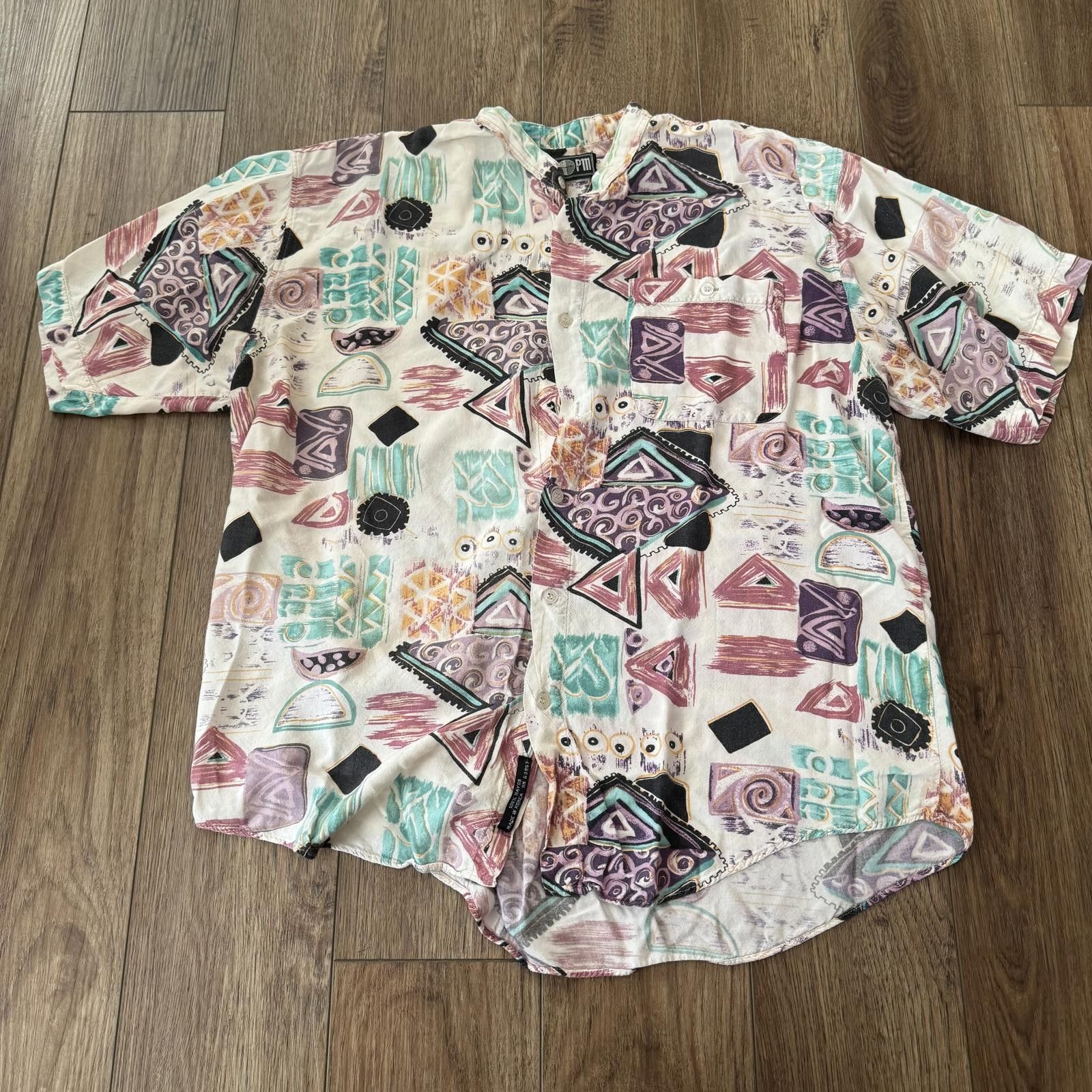 Other Vintage 90s Abstract Geometric Art Button Up Size US L / EU 52-54 / 3 - 1 Thumbnail